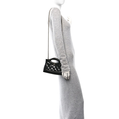 Chanel Shiny Crumpled Calfskin Quilted Nano 31 Shopping Bag Black 2 of 11
