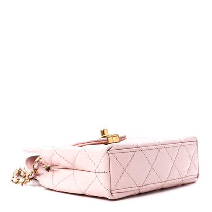 Chanel Shiny Aged Calfskin Quilted Mini Nano Kelly Shopper Light Pink 4 of 12