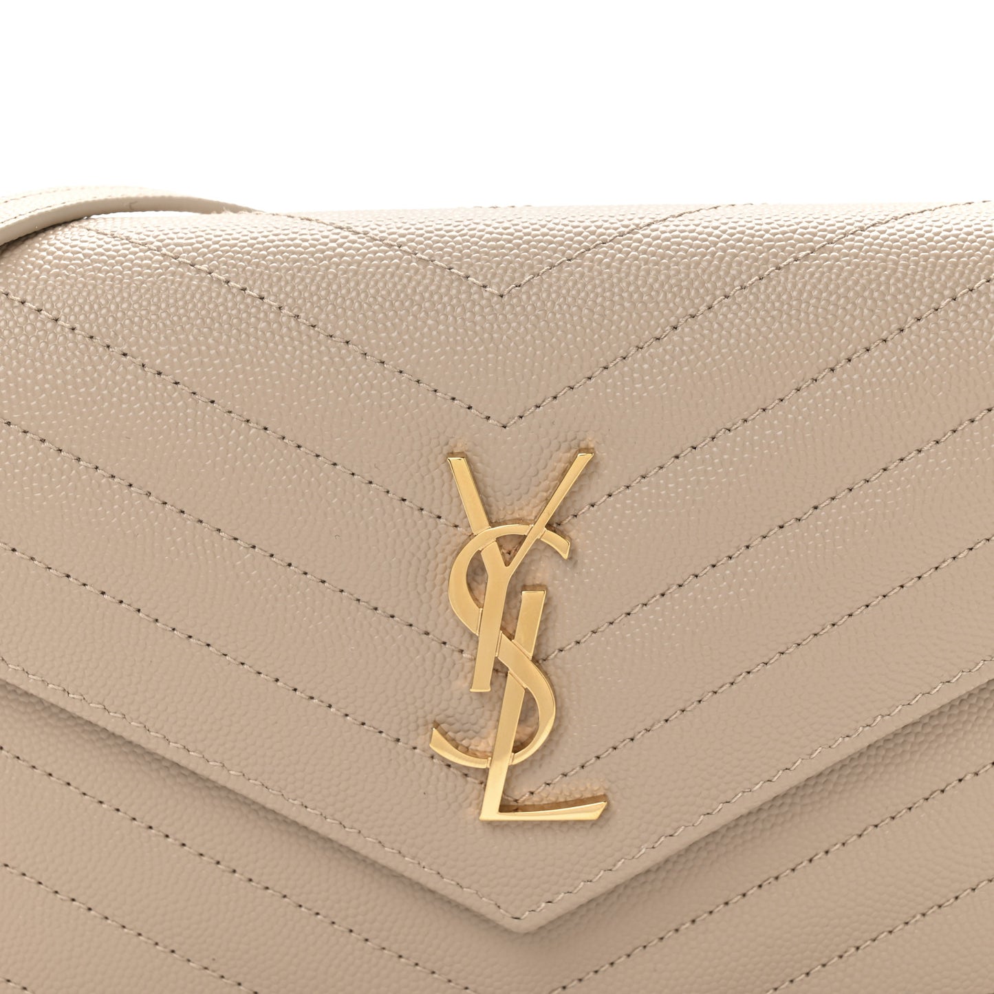 Grain De Poudre Matelasse Chevron Monogram Envelope Chain Wallet Dusty Grey