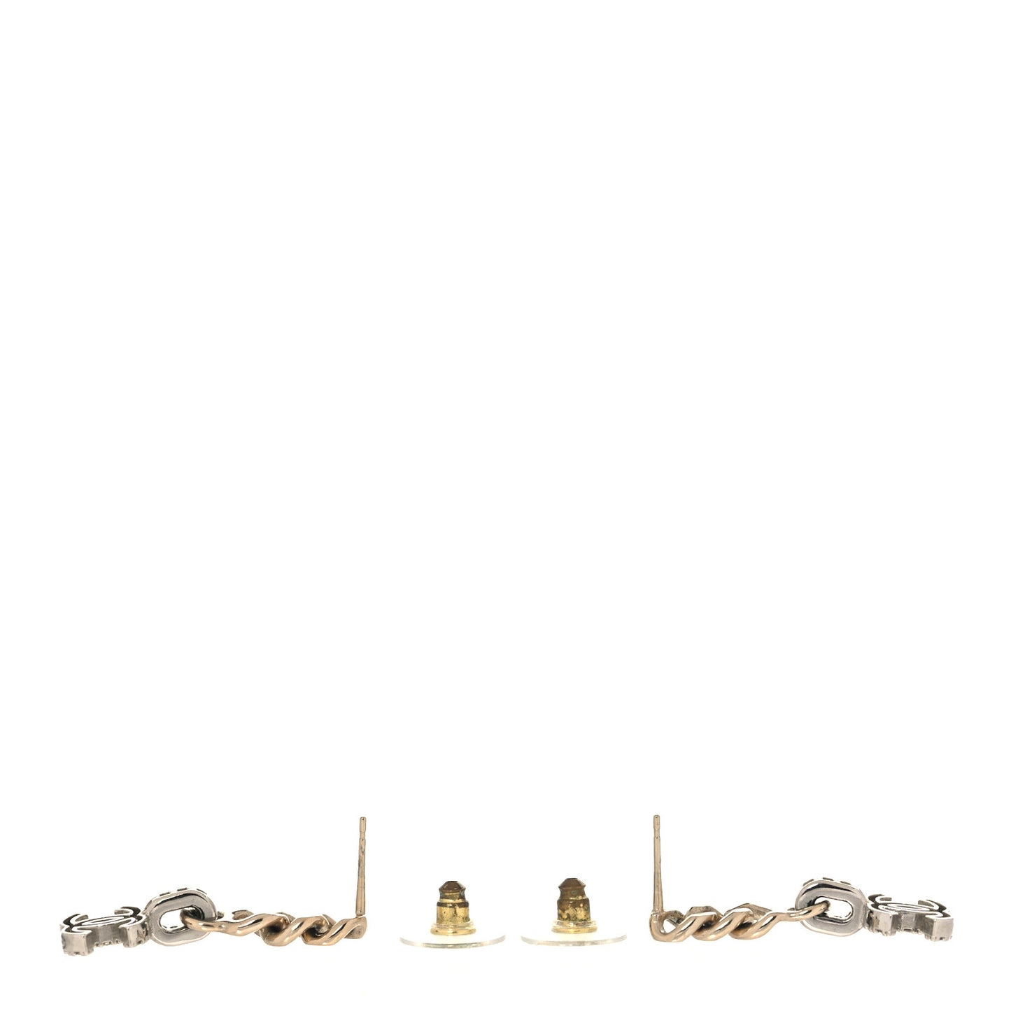 Metal Crystal CC Chain Drop Earrings Gold