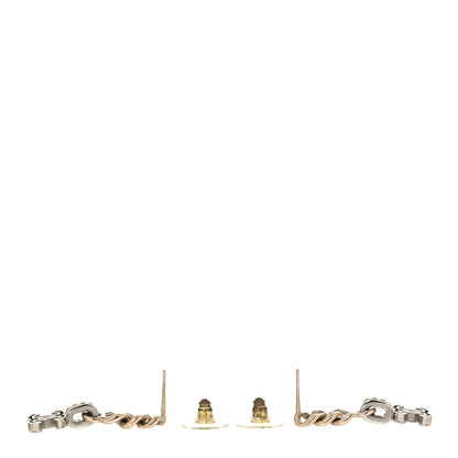 Chanel Metal Crystal CC Chain Drop Earrings Gold 3 of 5