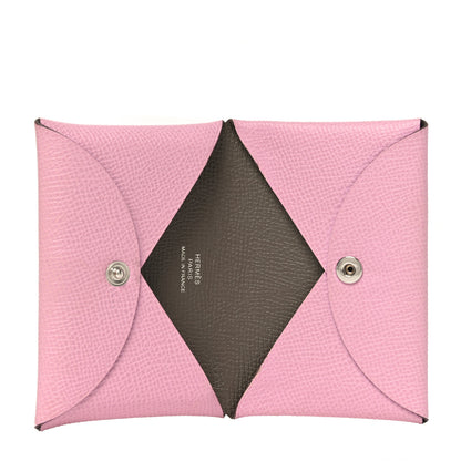 Hermes Epsom Verso Calvi Card Case Mauve Sylvestre Etain 5 of 8