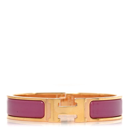 Hermes Enamel Narrow Clic Clac H Bracelet PM Rose Patch 1 of 4