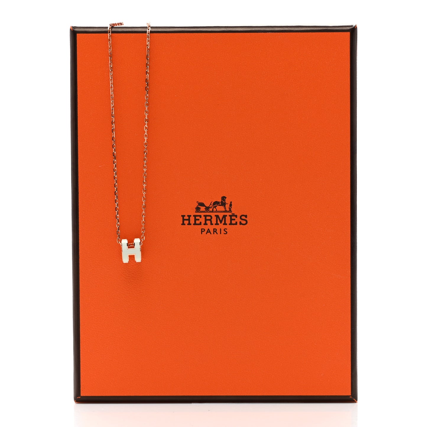 Lacquered Rose Gold Mini Pop H Pendant Necklace White