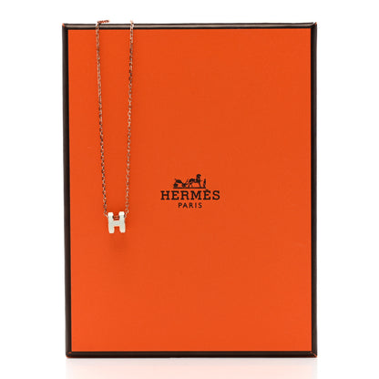 Hermes Lacquered Rose Gold Mini Pop H Pendant Necklace White 6 of 6