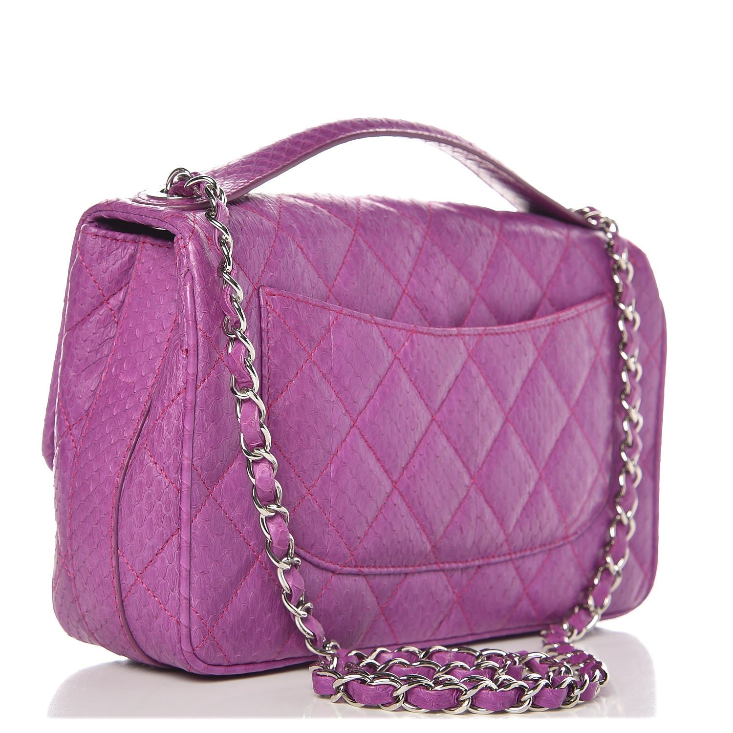 Chanel Elaphe Snakeskin Quilted Medium Easy Carry Flap Purple 3 of 10