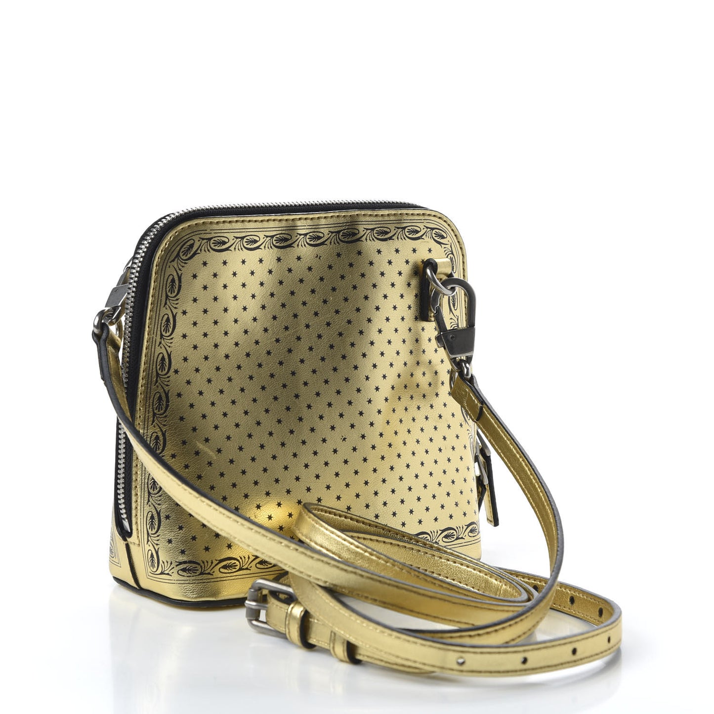 X SEGA Calfskin GUCCY Stars Mini Dome Shoulder Bag Gold