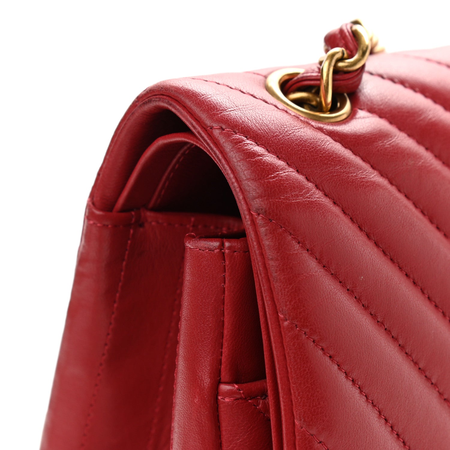 Chanel Lambskin Chevron Quilted Maxi Double Flap Dark Red 15 of 15