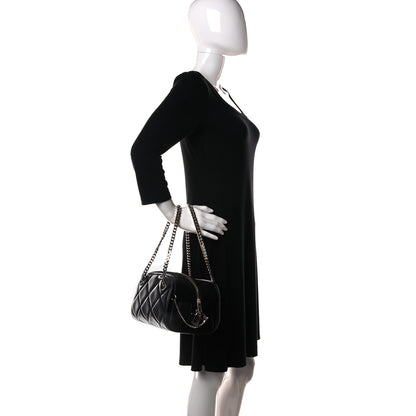 Burberry Lambskin Suede Quilted Small Double Cube Bag Black 3 of 12