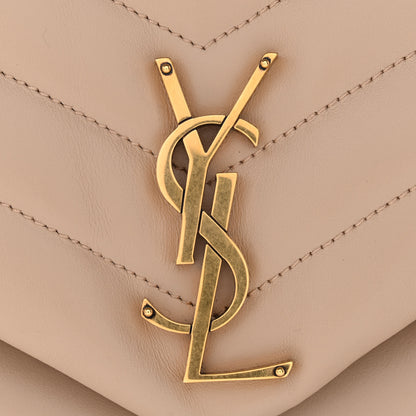 Saint Laurent Calfskin Y Quilted Monogram Medium Loulou Chain Satchel Dark Beige 11 of 12