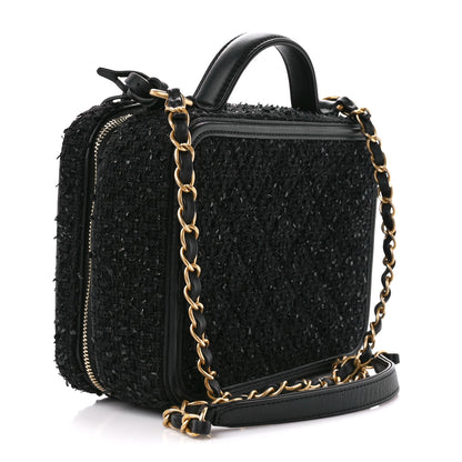 Chanel Tweed Quilted Medium CC Filigree Vanity Case Black 3 of 10