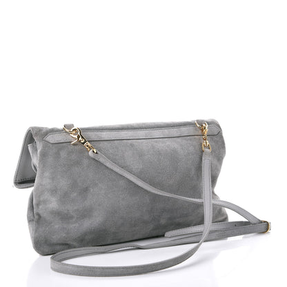 Balenciaga Suede Gold Metallic Edge Hardware Envelope Strap Clutch Gris Perle 3 of 10