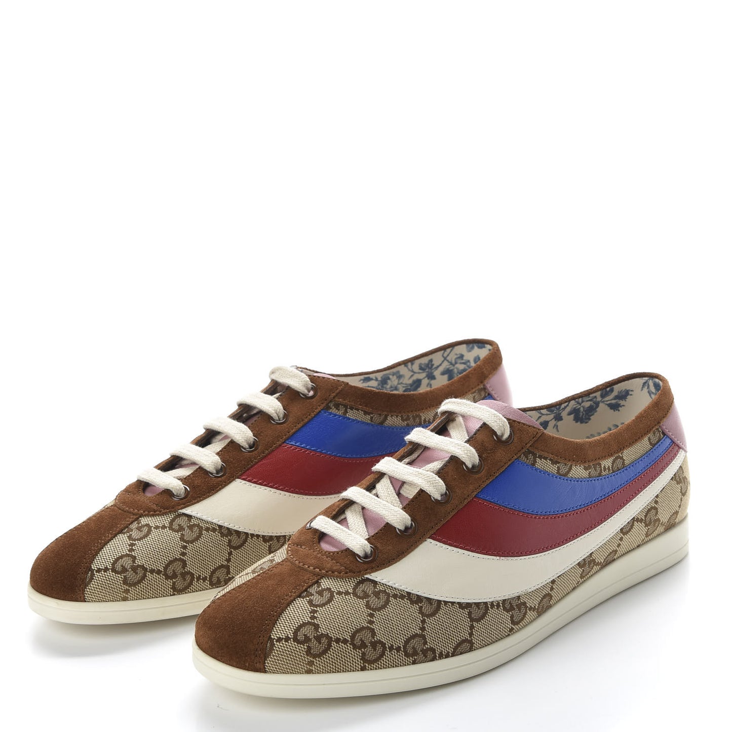 Suede Monogram Web Womens Falacer Sneakers 40 Nocciola Beige Mystic White Hibiscus Red