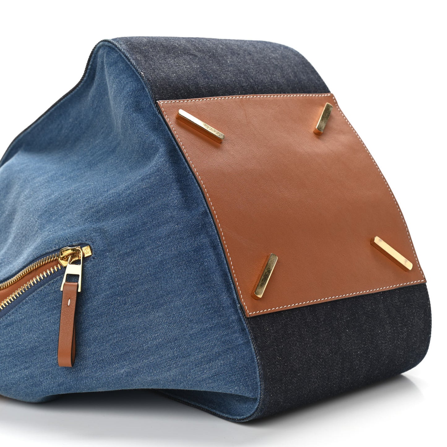 Calfskin Denim Medium Hammock Shoulder Bag Multitone Tan