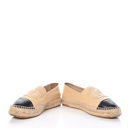 Chanel Lambskin CC Espadrilles 42 Beige Black 5 of 21