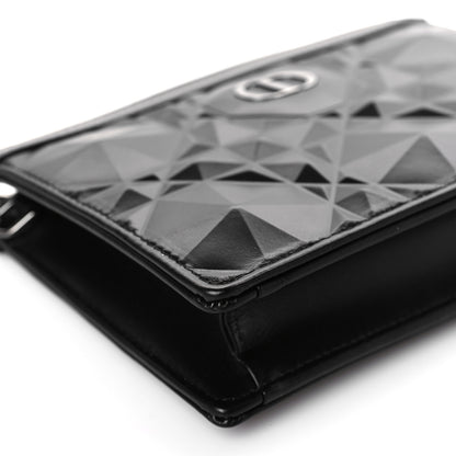 Christian Dior Calfskin Macrocannage Diamond Caro Zipped Pouch With Chain Black 8 of 10