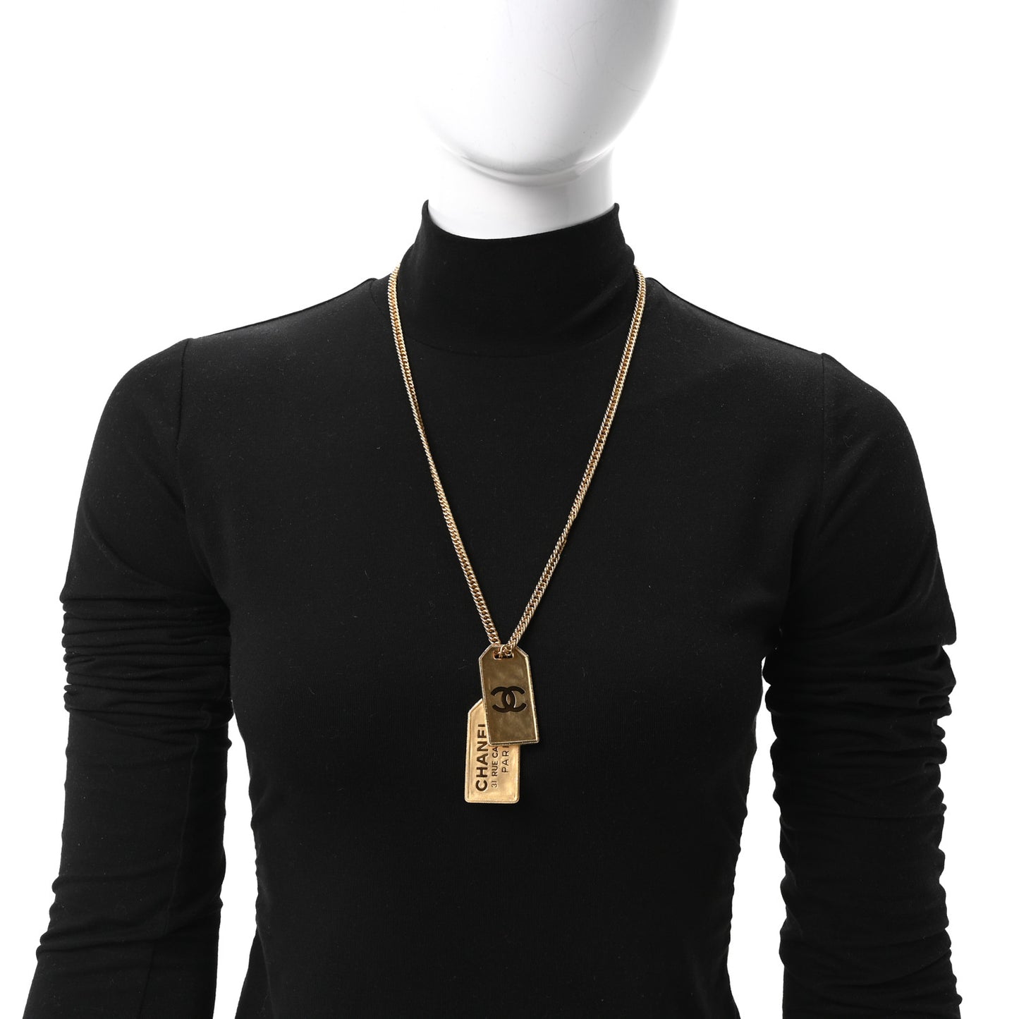 ID Dog Tag Charm Necklace Gold