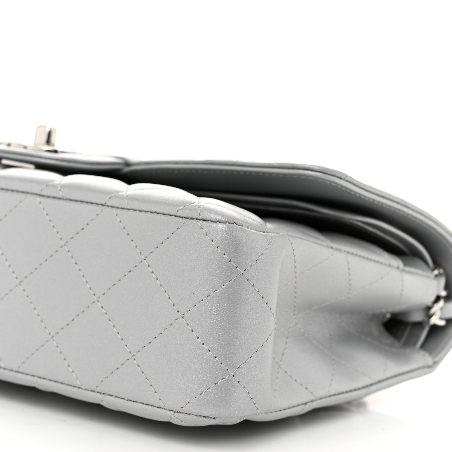 Chanel Iridescent Lambskin Quilted Medium Double Flap Grey 10 of 10