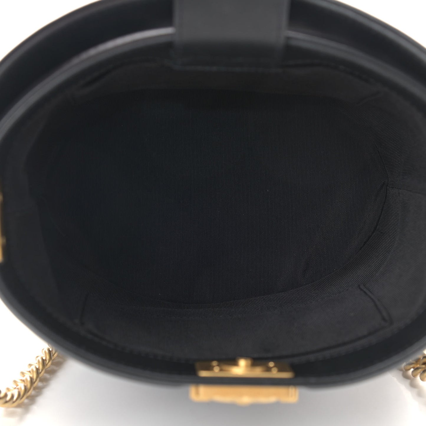 Calfskin Quilted Boy Bucket Bag Black