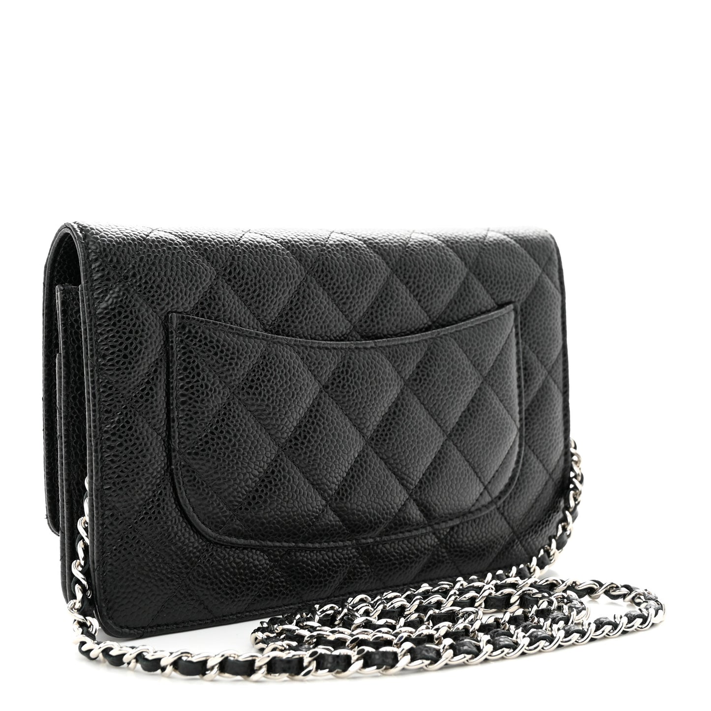 Caviar Quilted Wallet on Chain WOC Black
