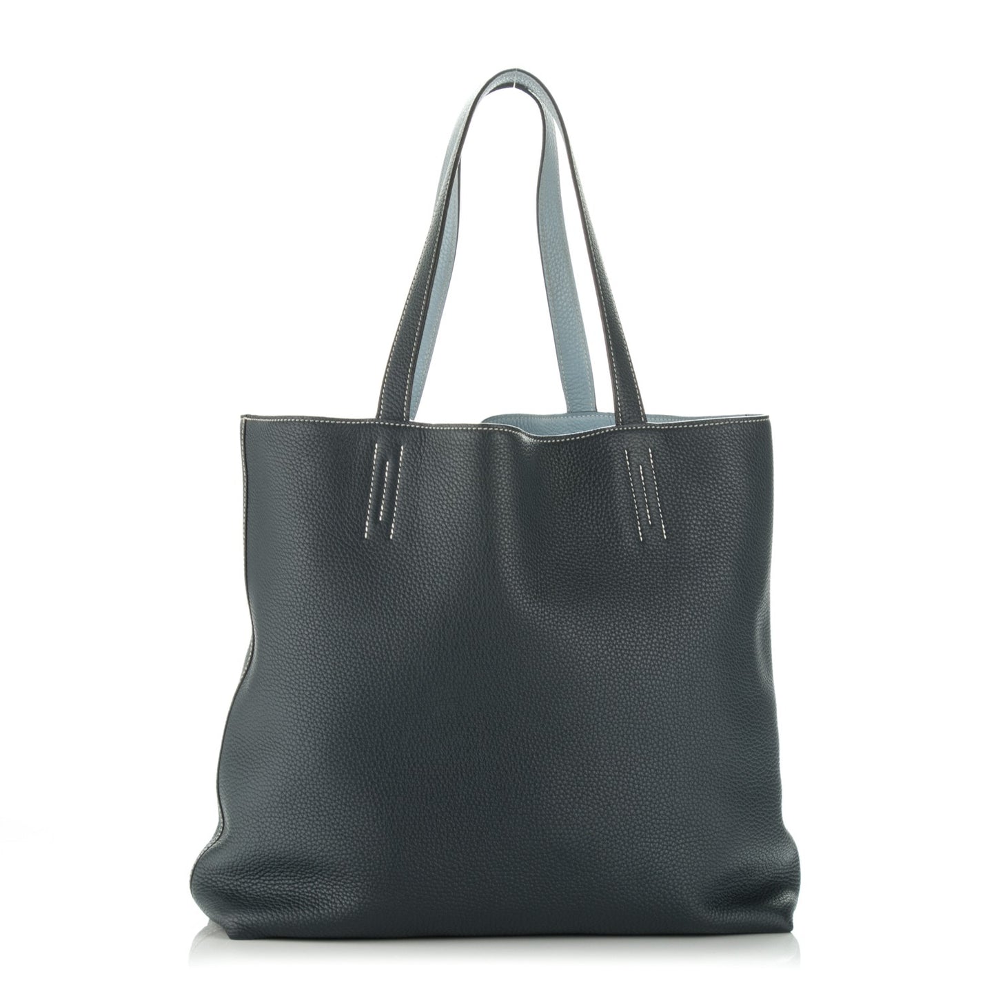 Taurillon Clemence Double Sens 36 Reversible Tote Bleu Lin Bleu Obscur