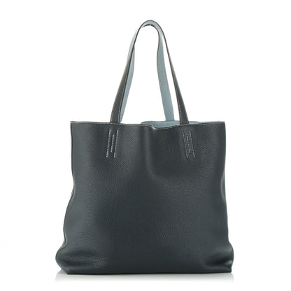 Hermes Taurillon Clemence Double Sens 36 Reversible Tote Bleu Lin Bleu Obscur 1 of 10