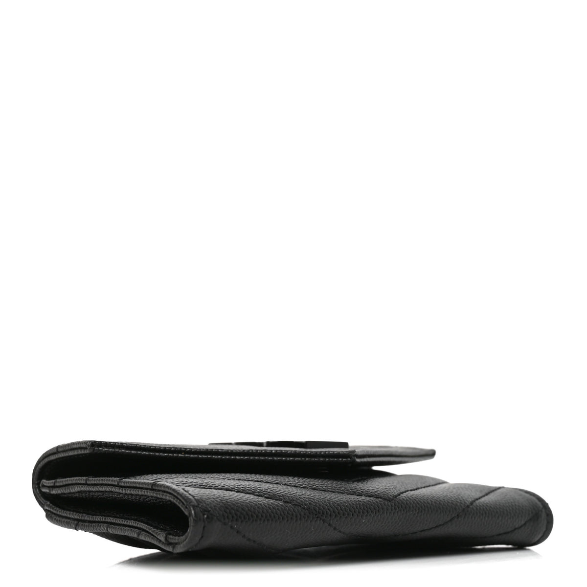 Grain De Poudre Matelasse Chevron Small Monochrome Monogram Envelope Wallet Black