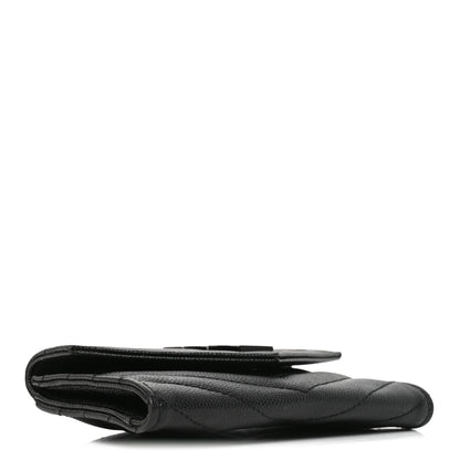 Saint Laurent Grain De Poudre Matelasse Chevron Small Monochrome Monogram Envelope Wallet Black 4 of 6