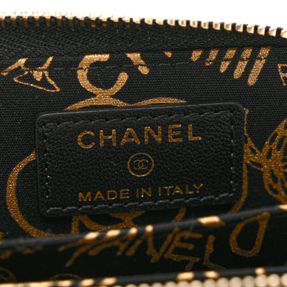 Chanel Lambskin Quilted Graffiti Zip Around Coin Purse Wallet Black 6 of 7