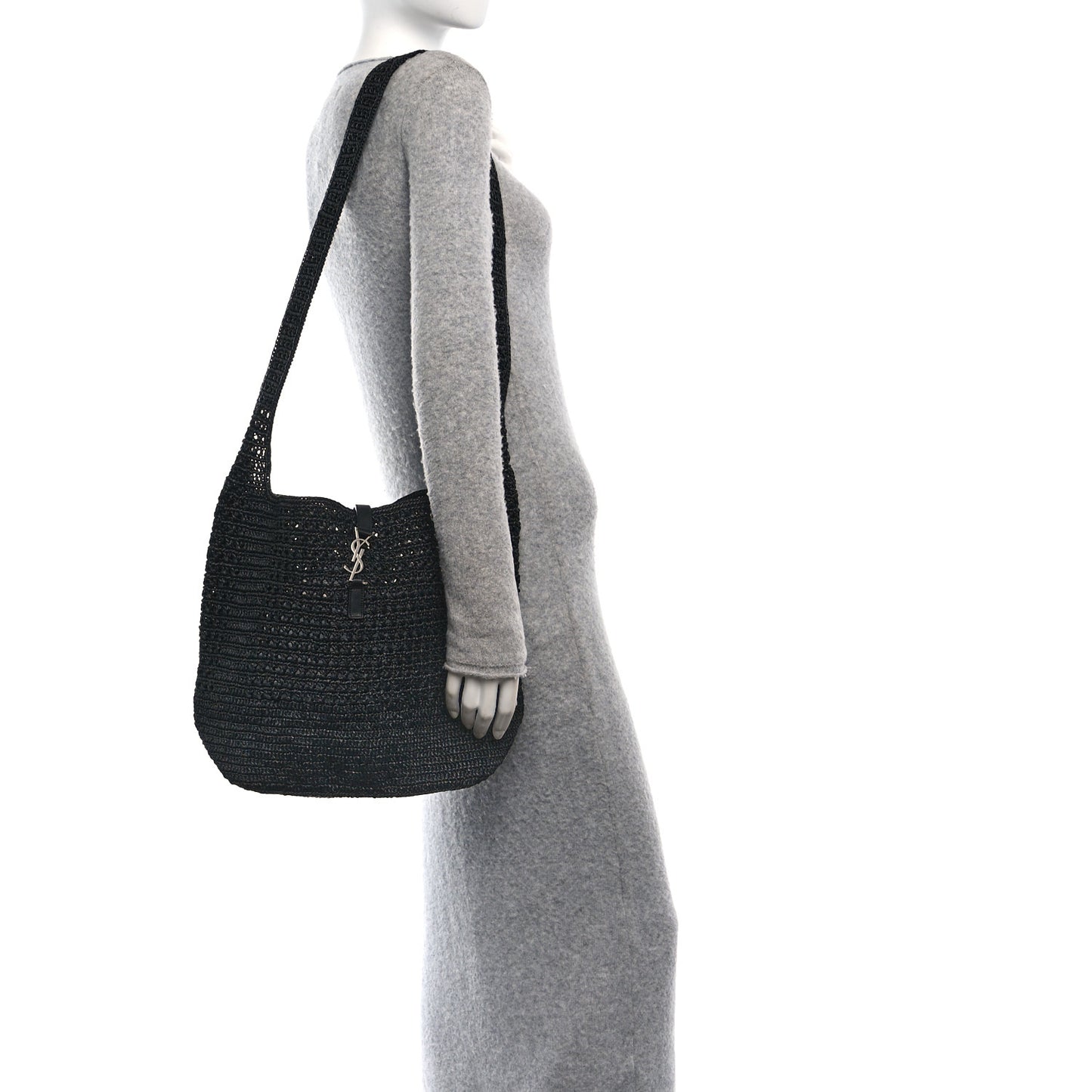 Raffia Monogram Le 5 A 7 Medium Tote Black