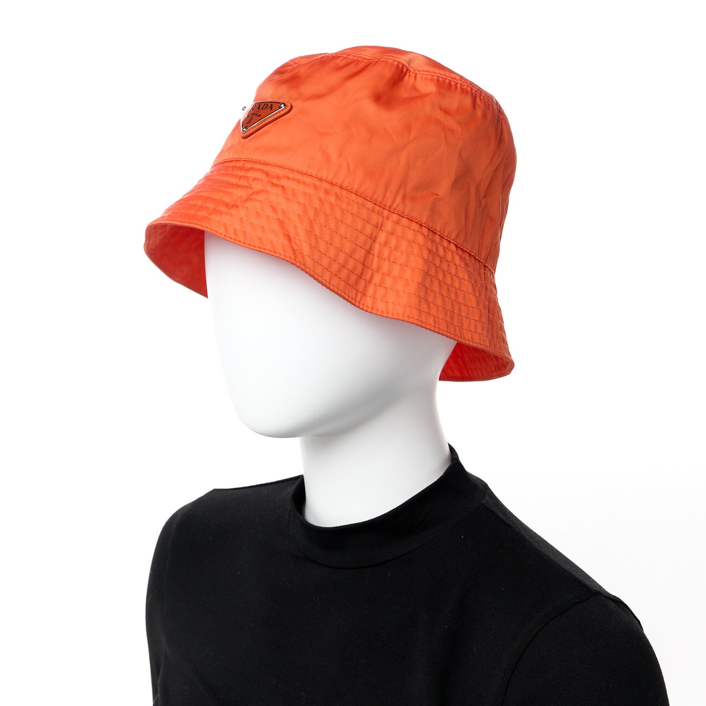 Re-Nylon Metal Triangle Logo Womens Bucket Hat XL Orange