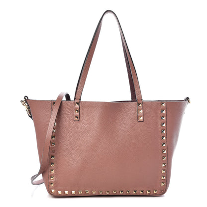 Valentino Garavani Pebbled Calfskin Small Rockstud Reversible Tote Rubin Blush 4 of 14