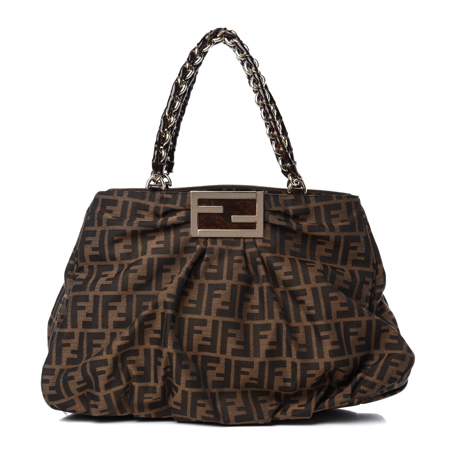 Fendi Zucca Patent Mia Tote Tobacco 1 of 13