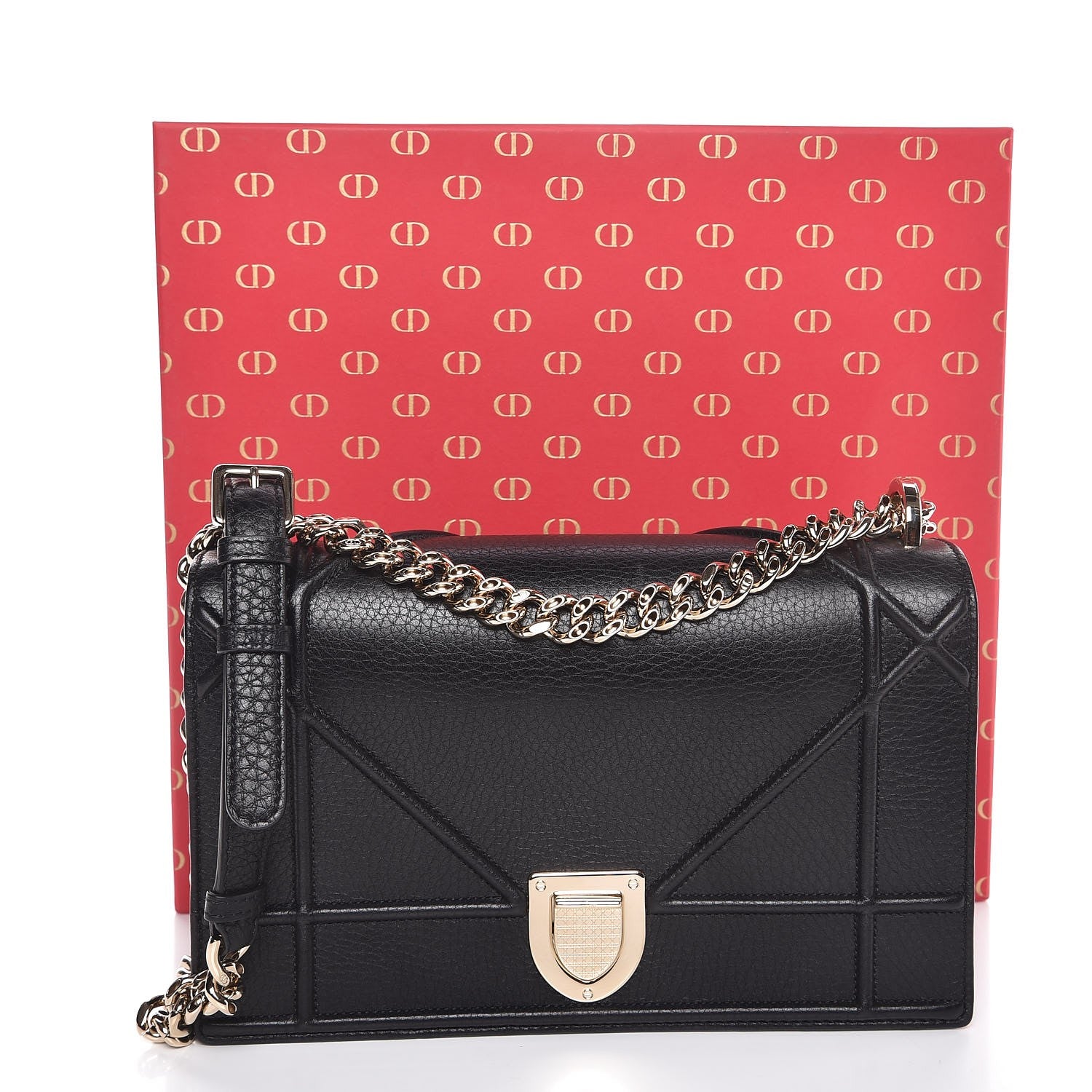 Christian Dior Grained Calfskin Medium Diorama Flap Bag Black 8 of 8