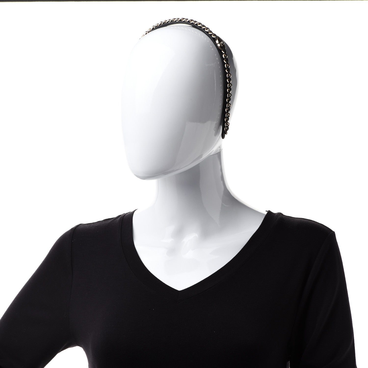 Chanel Metal Lambskin CC Turnlock Chain Headband Gold Black 2 of 6