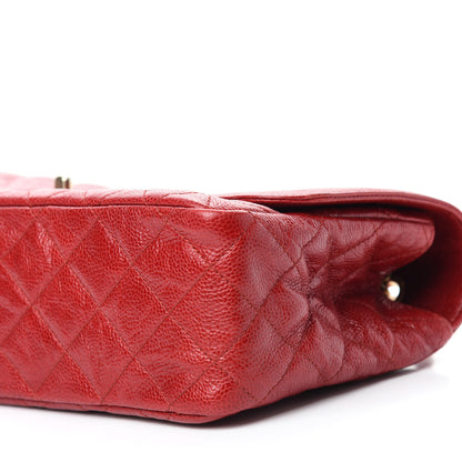 Chanel Crumpled Grained Calfskin Quilted Large Two Tone Flap Bag Red 7 of 10