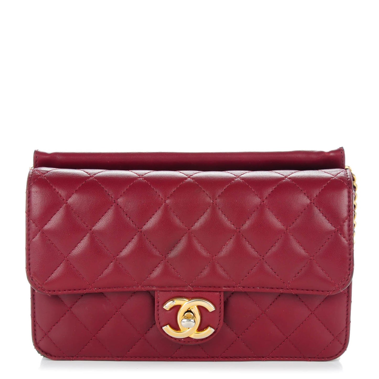 Lambskin Quilted Medium Crossing Times Flap Red