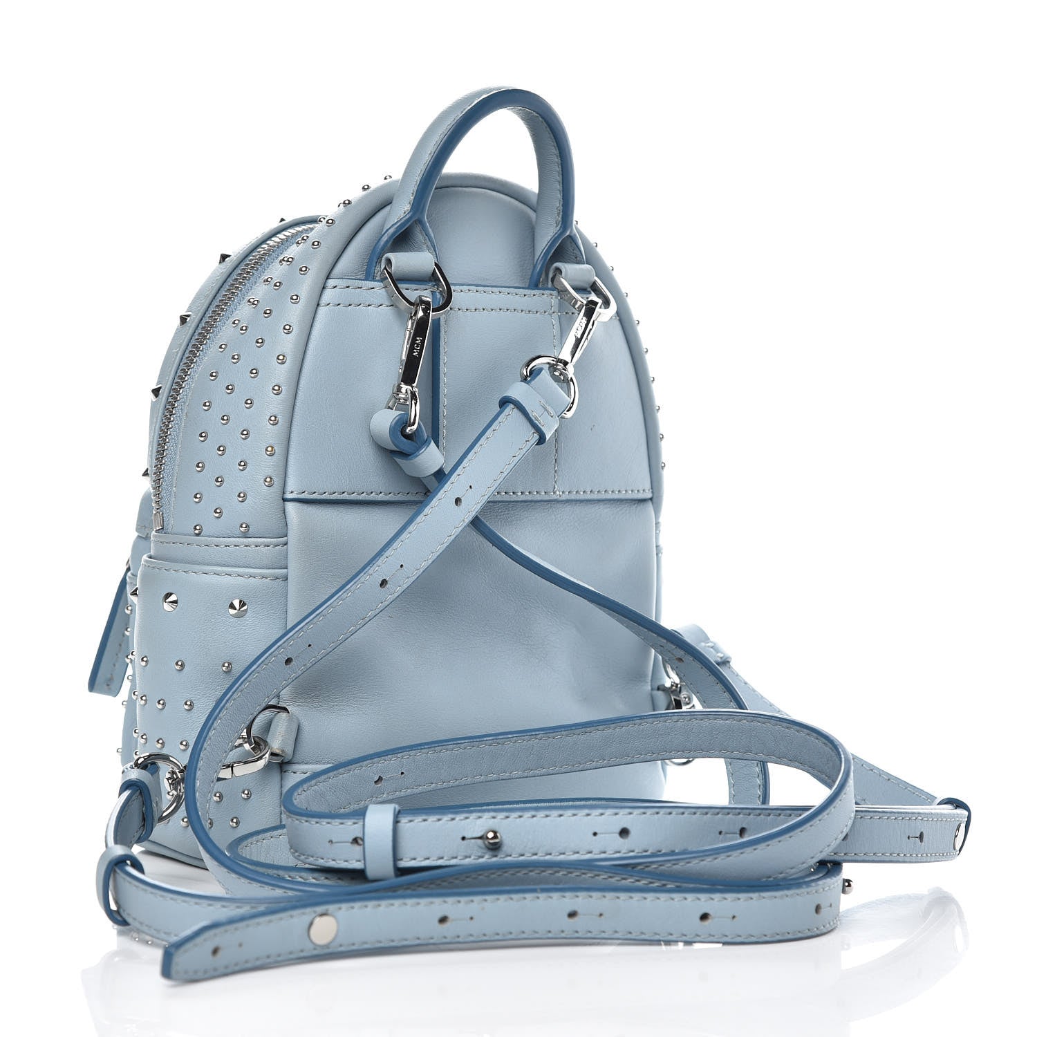 MCM Calfskin Stud X-Mini Stark Bebe Boo Backpack Sky Blue 3 of 11