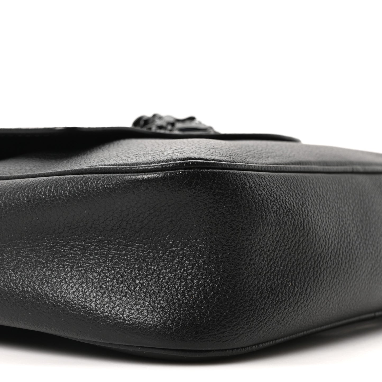 Grained Calfskin Medusa Camera Bag Black