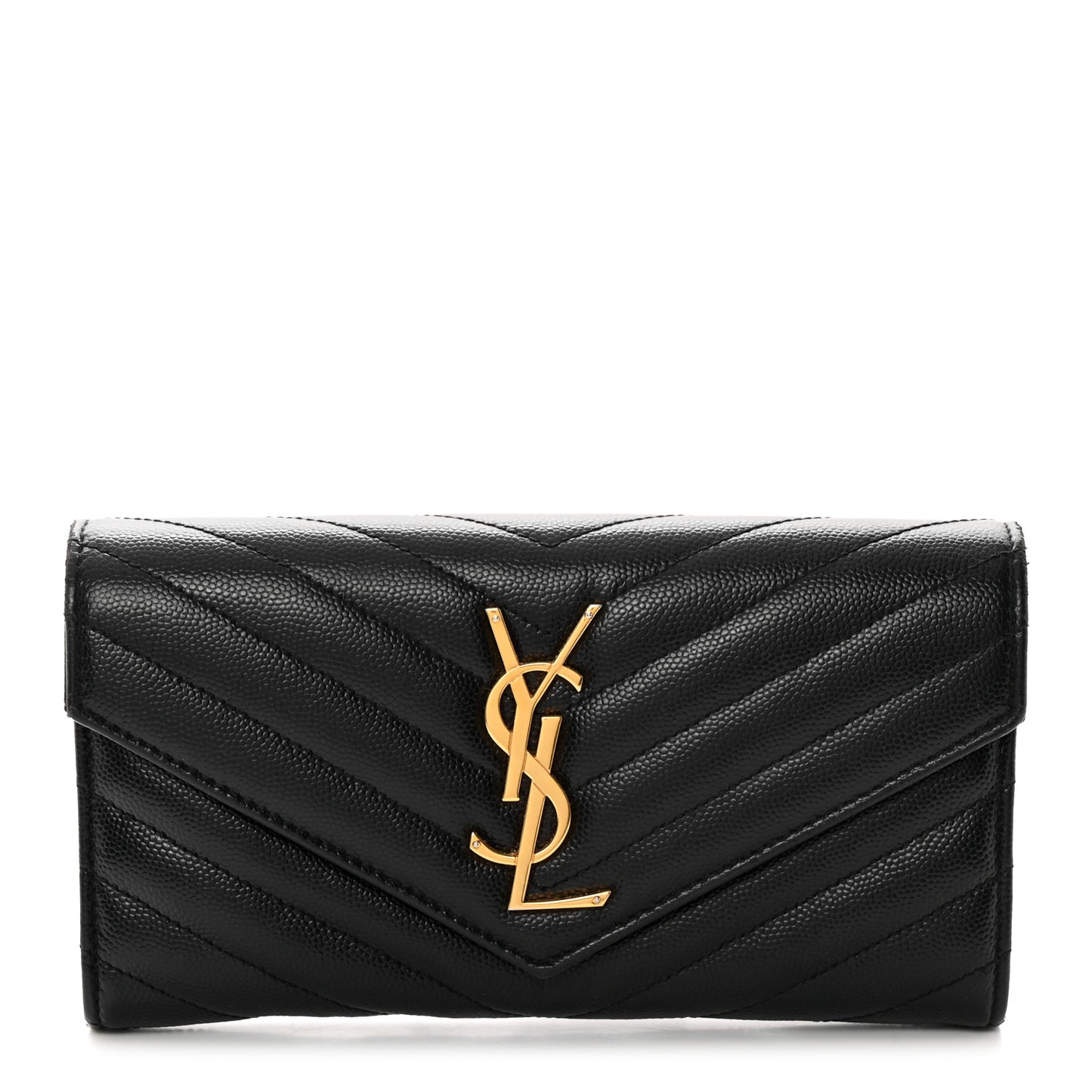 Grain De Poudre Matelasse Chevron Monogram Flap Wallet Black