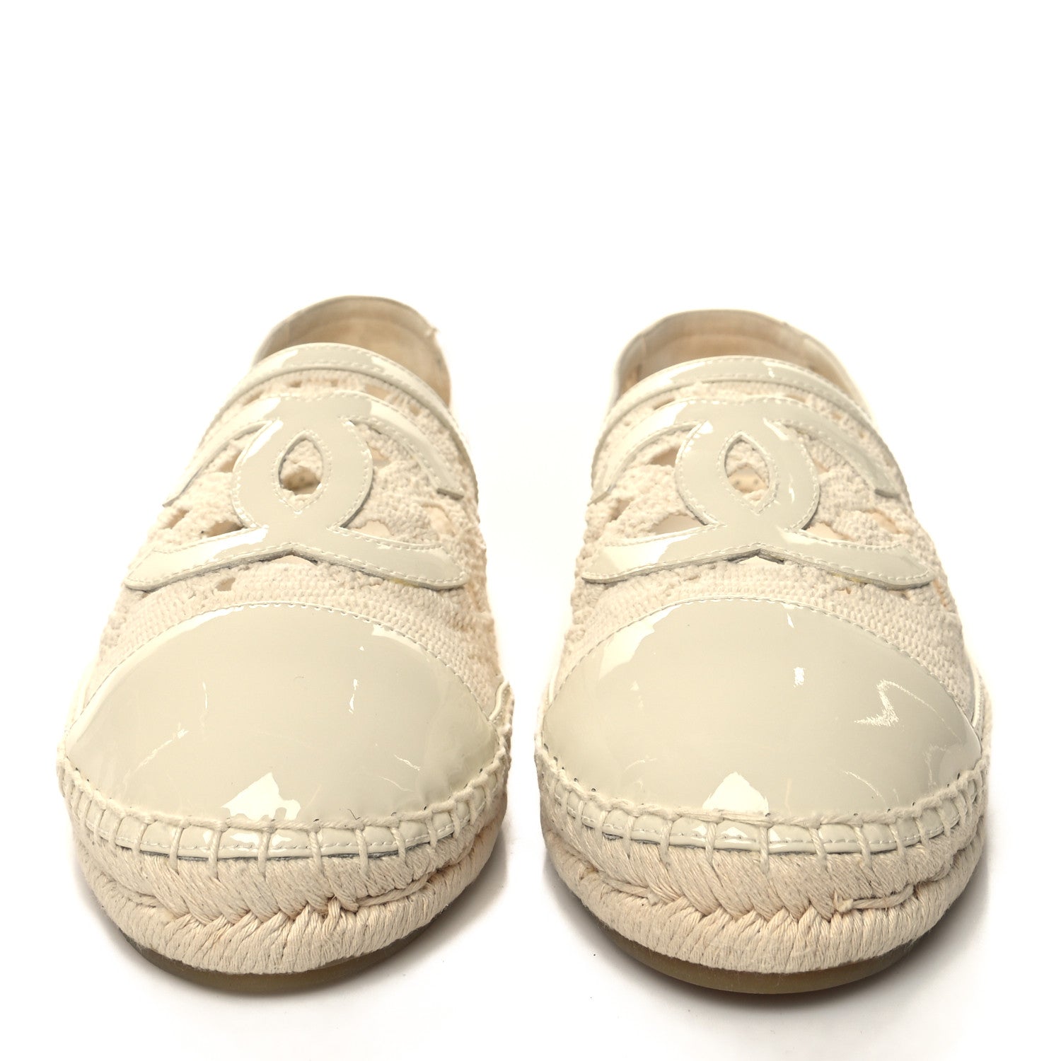 Chanel Macrame Patent CC Espadrilles 41 Beige Ivory 2 of 10