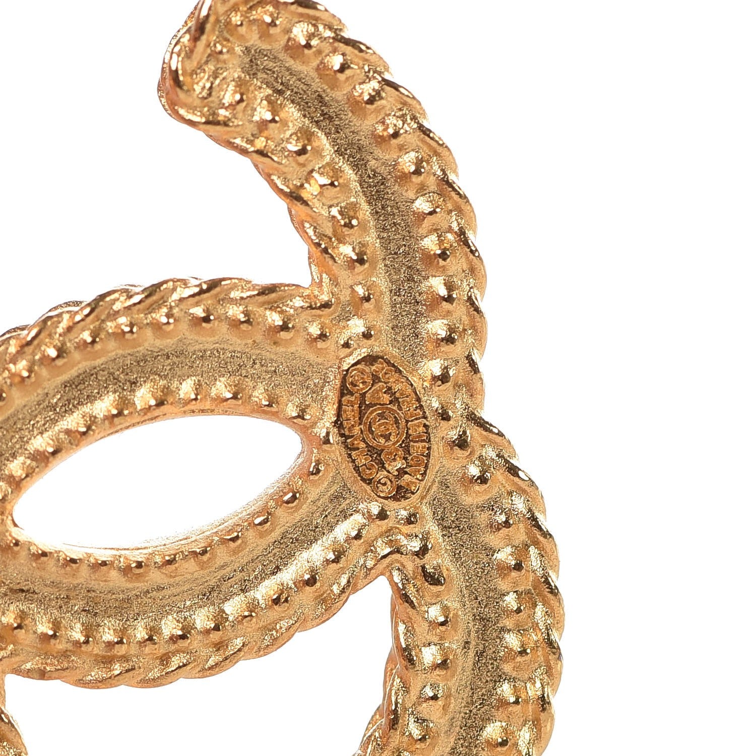 Chanel CC Drop Earrings Matte Gold 4 of 4