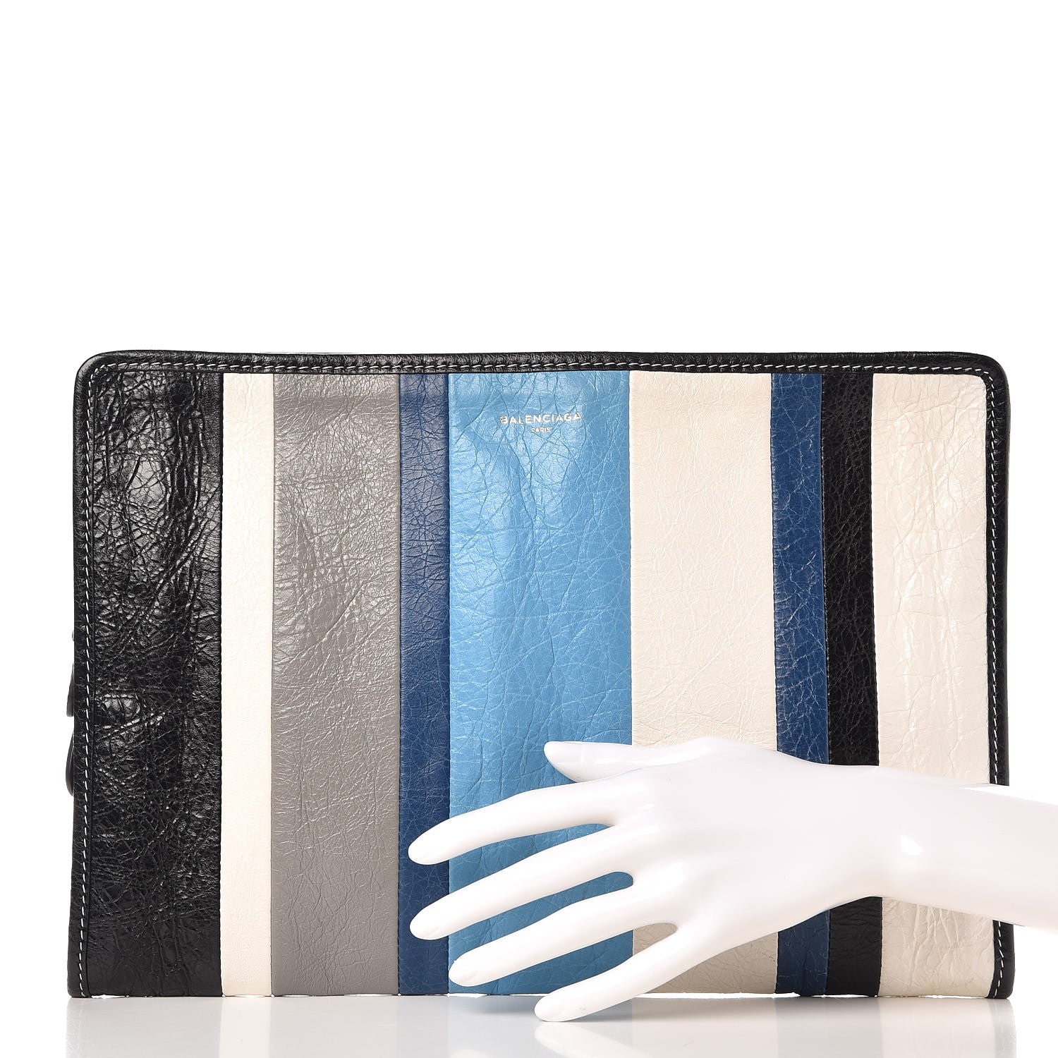 Balenciaga Veau Arena Multicolore Bazar Pouch Bleu Gris White Black 2 of 8