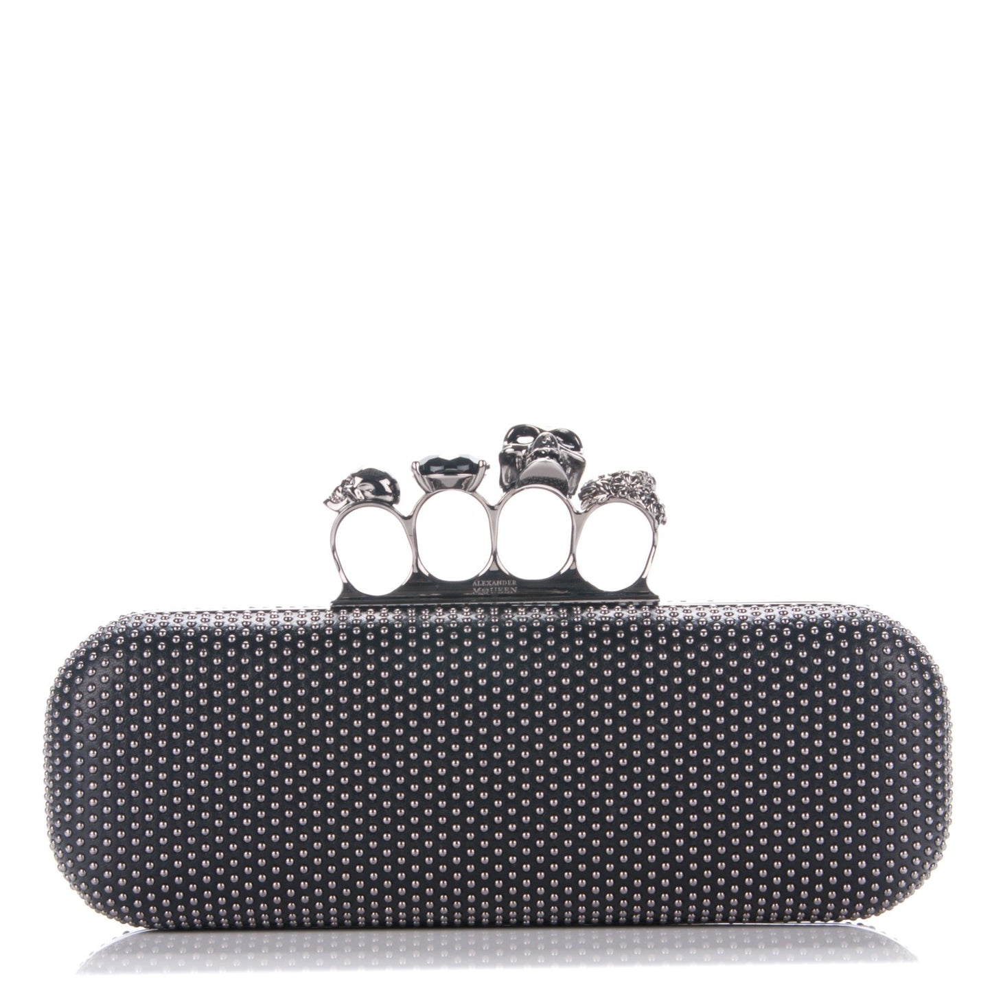 Studded Knucklebox Clutch Black