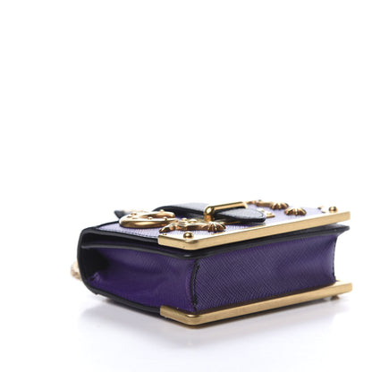 Prada Saffiano Astrology Mini Cahier Bag Viola Black 6 of 12
