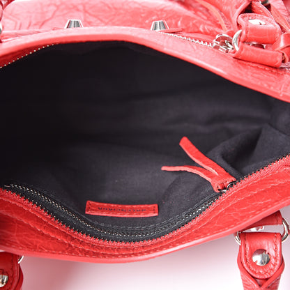 Balenciaga Agneau Classic Silver Hardware Mini City Logo Strap Red Black 4 of 9