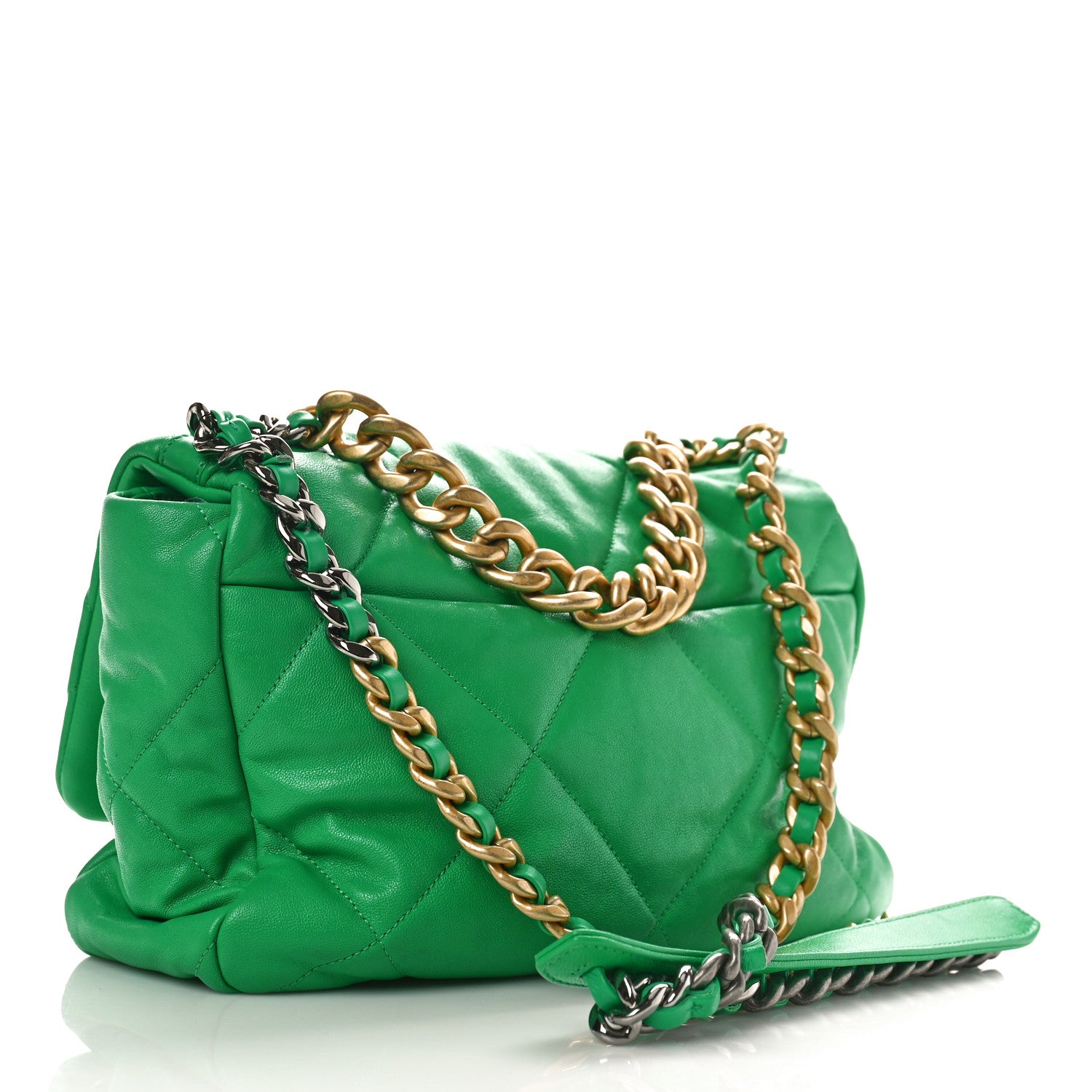 Chanel Lambskin Quilted Large Chanel 19 Flap Green 3 of 9