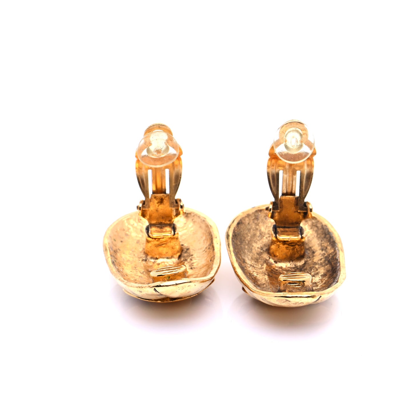 Oval CC Clip On Earrings Gold