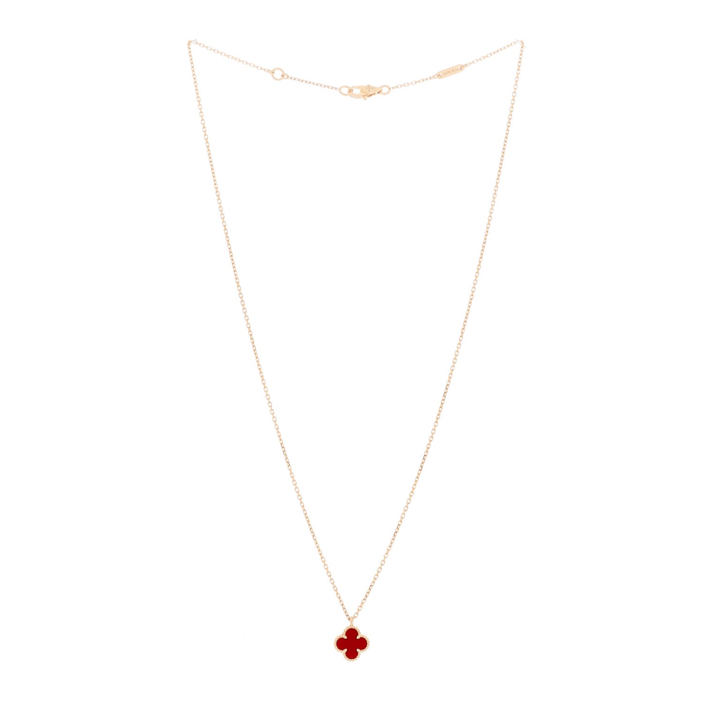 18K Rose Gold Carnelian Sweet Alhambra Pendant Necklace