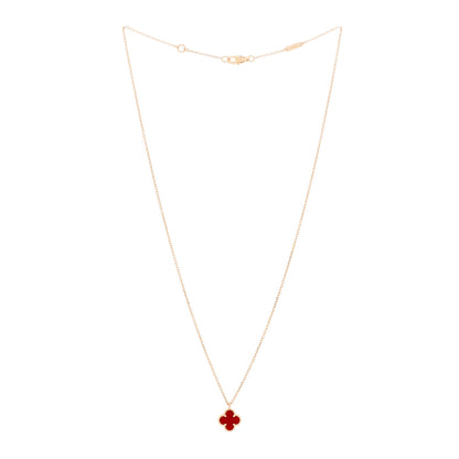 Van Cleef & Arpels 18K Rose Gold Carnelian Sweet Alhambra Pendant Necklace 2 of 5